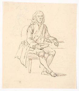 Cavalheiro sentado com peruca e fita de C.A. Lorentzen