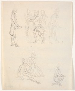 Esboços de três figuras. Cenas de teatro? de C.A. Lorentzen