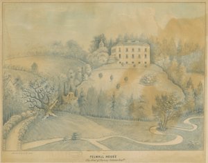 Drayton-in-Hales - Pelwall House: desenho de lavagem azul, nd [ Século XIX] de C.B Ash