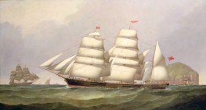 O barca "Destemido" de Ailsa Craig, com navios mercantes além de C.H. Fyfe