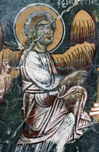 Anjo, detalhe da abóbada pintada da igreja de Agios Georgios, Mourne, Creta, Grécia (foto) de J.B. and Brown J. Rowbotham