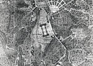 Mapa da cidade de Nápoles com Capodimonte, detalhe do mapa do Duque de Noja de J.B. and Brown J. Rowbotham