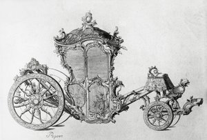 Design para carro rococó, gravura de J.B. and Brown J. Rowbotham
