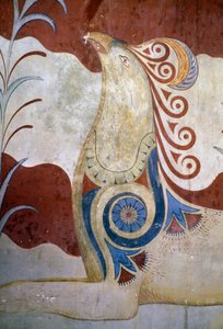 Griffin, fresco na sala do Trono, Palácio de Knossos, Creta, Grécia, civilização Minoana