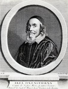 Retrato de Axel Oxenstierna Gustafsson (1583-1654), Chanceler do Reino da Suécia, gravura de J.B. and Brown J. Rowbotham