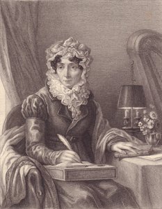 Retrato da escritora francesa Stephanie-Felicite Ducrest de Saint Aubin, Madame de Genlis (1746-1830), gravura de J.B. and Brown J. Rowbotham