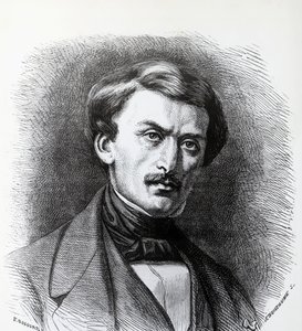 Retrato de Paul-Emile Botta (1802-1870), arqueólogo francês nascido na Itália, gravando a França de J.B. and Brown J. Rowbotham