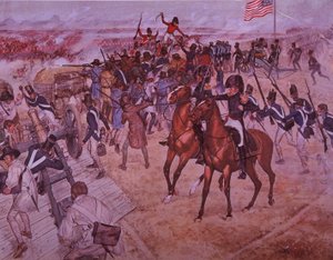 A Batalha de Nova Orleans (cor litho) de J.B. and Brown J. Rowbotham