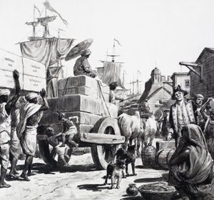 A Entrega de mercadorias nos armazéns da Companhia das Índias Orientais de C.L. Doughty