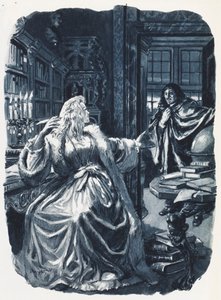 Cristina da Suécia convocou o filósofo Descartes para lhe dar aulas três vezes por semana (litografia a cores) de C.L. Doughty