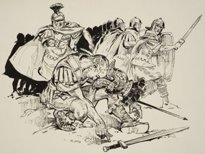 Morte do imperador Juliano (331-63) (guache sobre papel) de C.L. Doughty