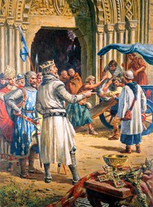 Eduardo I (1239-1307) O martelo dos escoceses (guache sobre papel) de C.L. Doughty