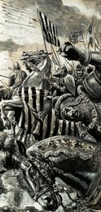 Franceses sob fogo na batalha de Agincourt de C.L. Doughty