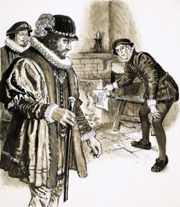 George Heriot queima um IOU do Rei no valor de 2.000 de C.L. Doughty