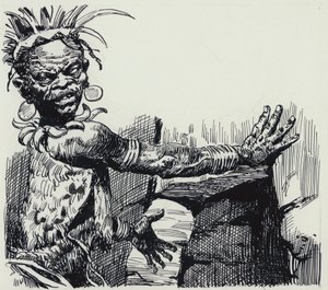 Ilustração para King Solomons Mines (guache sobre papel) de C.L. Doughty