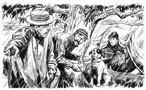 Ilustração para Three Men In A Boat de Jerome K Jerome (caneta e tinta) de C.L. Doughty