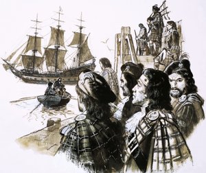 James II regressa a França após a derrota dos seus apoiantes na Batalha de Sherrifmuir de C.L. Doughty