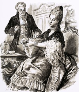 Josiah Wedgwood com a Rainha Charlotte (guache sobre papel) de C.L. Doughty