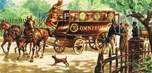 Os primeiros autocarros puxados por cavalos em Londres de C.L. Doughty
