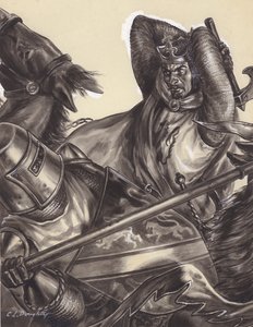Robert Bruce prestes a matar Sir Henry de Bohun () (guache sobre papel)