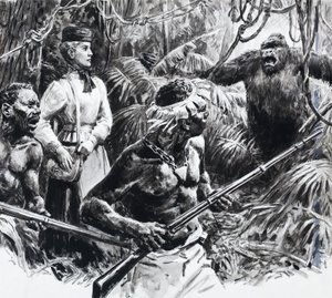 A exploradora Mary Kingsley em África (guache sobre papel) de C.L. Doughty