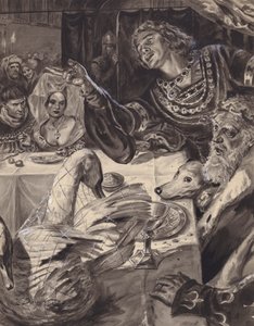 O jovem Príncipe de Gales jura lutar contra os escoceses (guache sobre papel) de C.L. Doughty