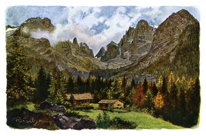 Lago Nambino e o Brentagroup, Tirol, 1901 de CM Reisch