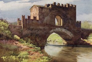 Ponte medieval sobre o Aniene, via Nomentana (cor litho)