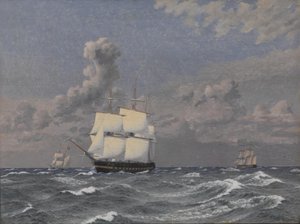 Uma fragata e alguns outros navios de cruzeiro de Christoffer Wilhelm Eckersberg