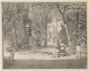 Nos túmulos de Descartes e Conde no Jardim Elysée des Petits Augustins, Paris de Christoffer Wilhelm Eckersberg