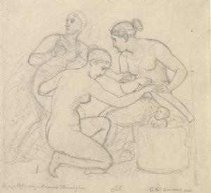 Filhas de Cecrops revelam segredos de Minerva de Christoffer Wilhelm Eckersberg