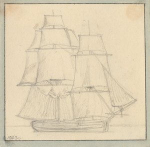 Um brigue com um traquete no topo principal. de Christoffer Wilhelm Eckersberg