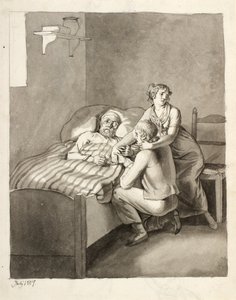 Um pai moribundo une um jovem casal de Christoffer Wilhelm Eckersberg