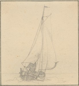 Um iate à vela visto de frente. de Christoffer Wilhelm Eckersberg