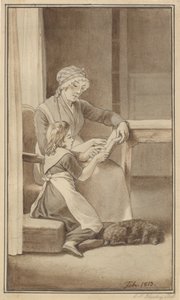 Uma mãe ensina sua filha a ler de Christoffer Wilhelm Eckersberg