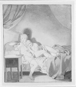 Um casal fofinho na cama de Christoffer Wilhelm Eckersberg