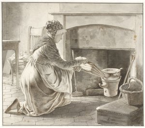 Comida é Preparada. A anfitriã de Eckersberg em Paris (?) de Christoffer Wilhelm Eckersberg