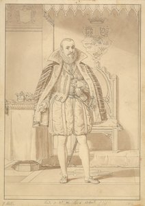 Frederik II em traje de coroação. de Christoffer Wilhelm Eckersberg