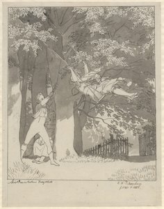 O balanço. Da floresta em Skjoldnæsholm de Christoffer Wilhelm Eckersberg