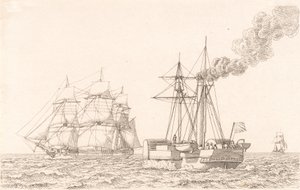 Navio a remo e veleiro de Christoffer Wilhelm Eckersberg