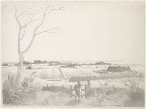Paisagem com camponesa por uma pedra de Christoffer Wilhelm Eckersberg