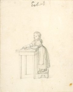 Menina de pé em um banquinho em uma mesa de Christoffer Wilhelm Eckersberg