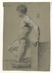Figura modelo masculina ajoelhada, perfil esquerdo de Christoffer Wilhelm Eckersberg