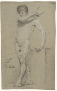 Modelo masculino em pé, perfil esquerdo de Christoffer Wilhelm Eckersberg
