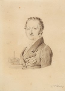Retrato do físico norueguês Christoffer Hansteen. Busto imagem en face t.v. de Christoffer Wilhelm Eckersberg
