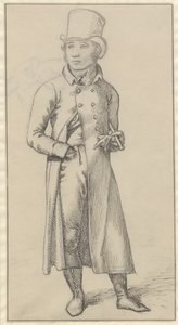 Retrato de um homem de pé com uma bengala debaixo do braço esquerdo de Christoffer Wilhelm Eckersberg