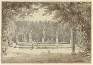 A fonte no jardim do Palazzo Barberini, Roma de Christoffer Wilhelm Eckersberg