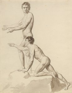 Dois israelitas em um bloco de rocha de Christoffer Wilhelm Eckersberg