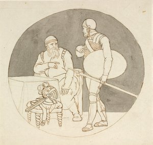 Dois guerreiros, um de pé, o outro sentado de Christoffer Wilhelm Eckersberg