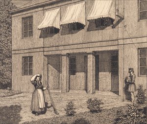 Fora de uma vila. Ilustração para "Perspectiva linear", Placa V de Christoffer Wilhelm Eckersberg